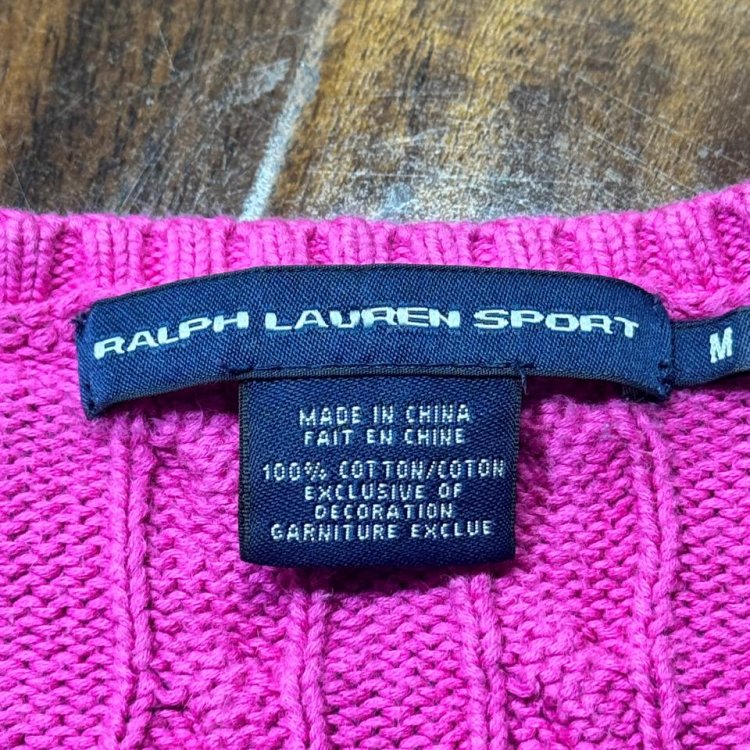 Ralph Lauren Sport Hot Pink Cable Knit Sweater