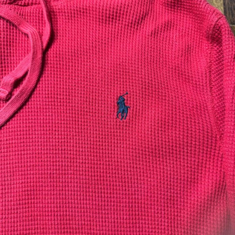 Polo Ralph Lauren Cherry Red Waffle Knit Thermal Hoodie  Iconic