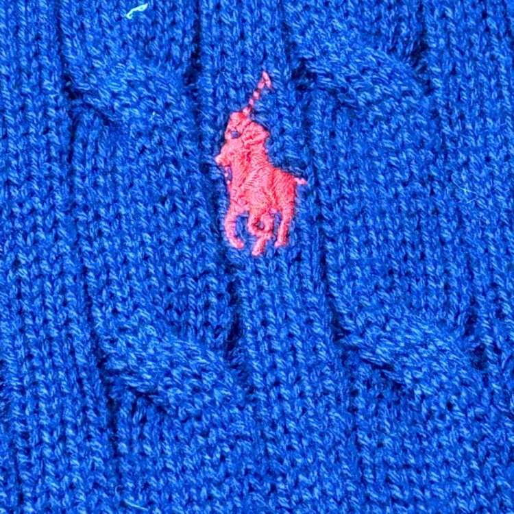 Polo Ralph Lauren Cable Knit Vest 100% Cotton Size M 10-12  Red Pony