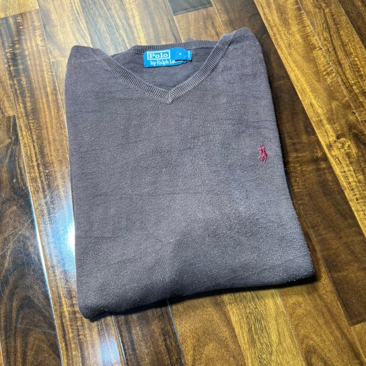 90s Polo Ralph Lauren V-Neck Knit Sweater | Size XXL