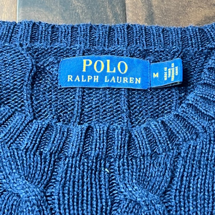 Polo by Ralph Lauren Navy Cable Knit Crew Sweater |