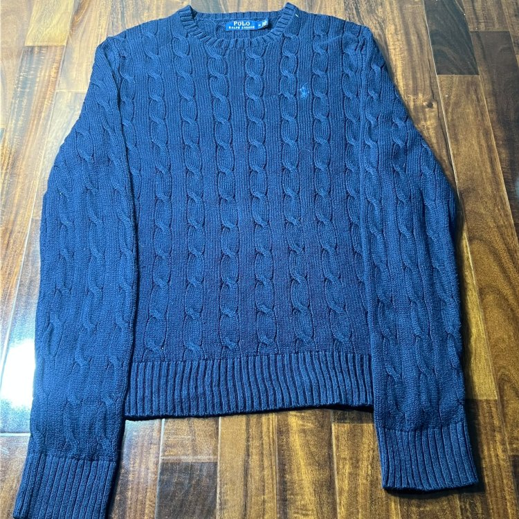 Polo by Ralph Lauren Navy Cable Knit Crew Sweater |