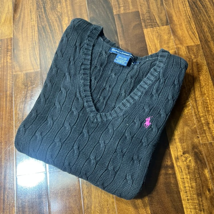 Ralph Lauren Sport Black Cable Knit Sweater