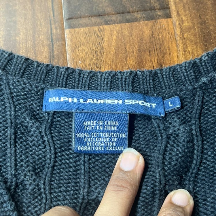 Ralph Lauren Sport Black Cable Knit Sweater
