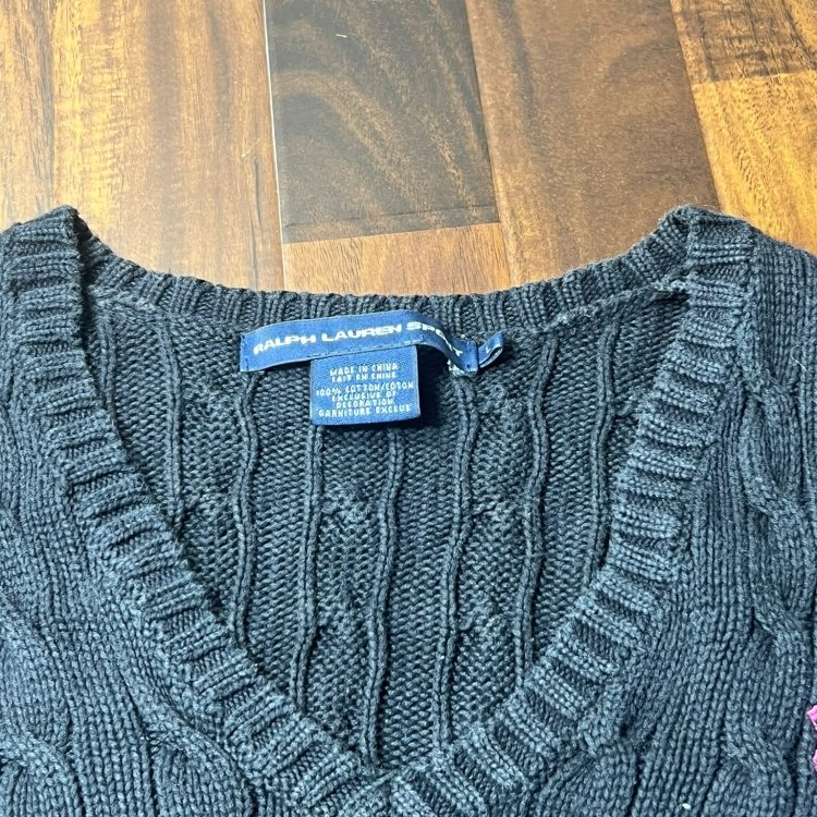 Ralph Lauren Sport Black Cable Knit Sweater