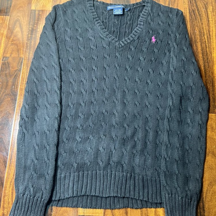 Ralph Lauren Sport Black Cable Knit Sweater