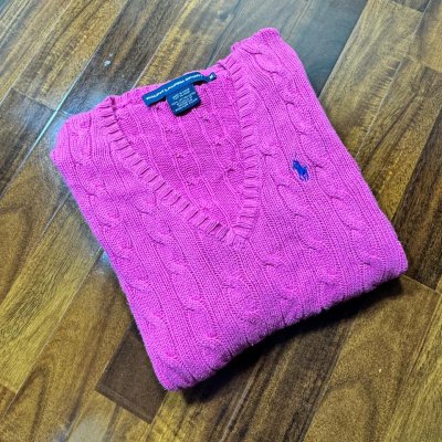 Ralph Lauren Sport Hot Pink Cable Knit Sweater