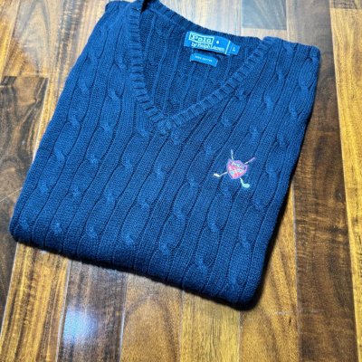 Polo Ralph Lauren Cable Knit Vest 100% Cotton Size L