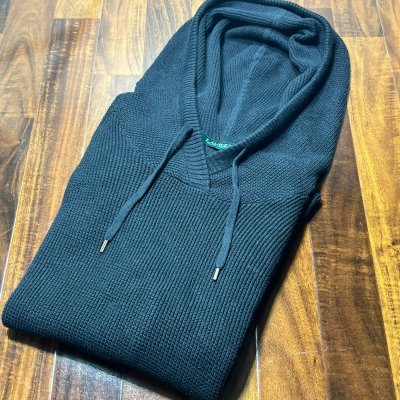 Lauren Ralph Lauren Charcoal Grey Hooded Knit Size L Stealth Luxury