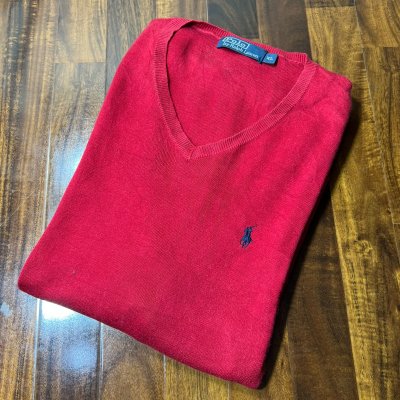Polo Ralph Lauren Red V-Neck Knit Sweater