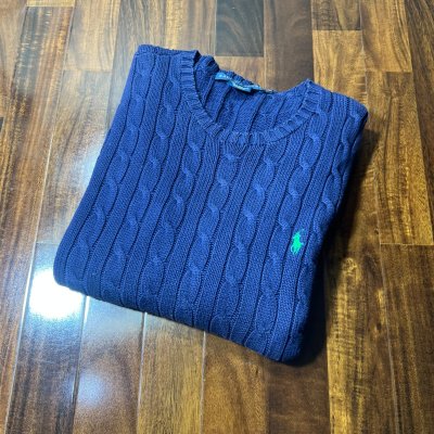 Ralph Lauren Cobalt Cotton Cable Knit Sweater