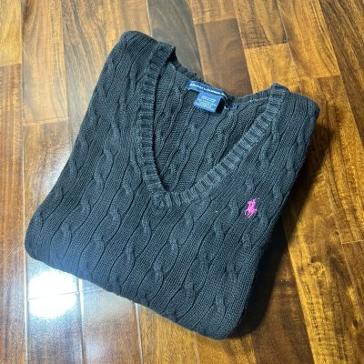 Ralph Lauren Sport Black Cable Knit Sweater