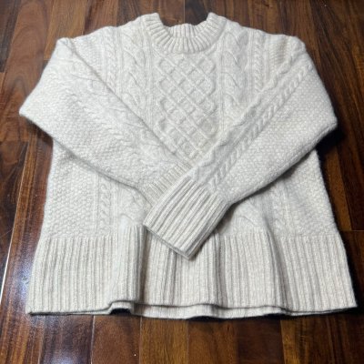 Barbour Cream Aran Cable Knit Crewneck