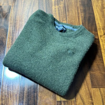 Barbour Olive Green Crew Neck Knit Size L