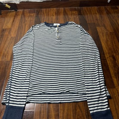 Polo Ralph Lauren Navy White Striped Waffle Henley