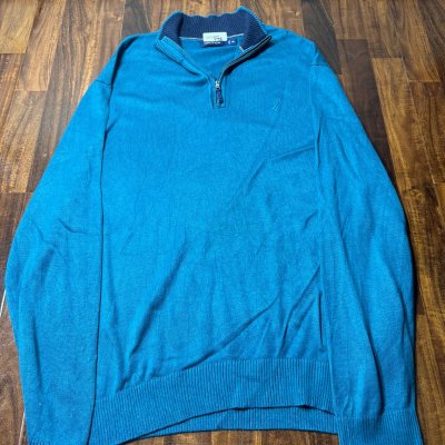 Nautica Teal Quarter Zip Knit Sweater