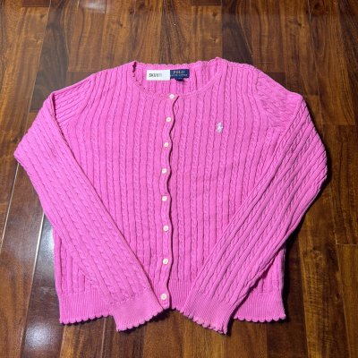 Polo Ralph Lauren Bubblegum Pink Cable Knit Cardigan