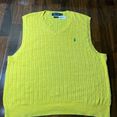 Polo Golf Ralph Lauren Yellow Cable Knit Sweater Vest
