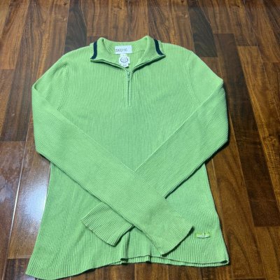 Polo Jeans Co Lime Green Ribbed 1/4 Zip Sweater
