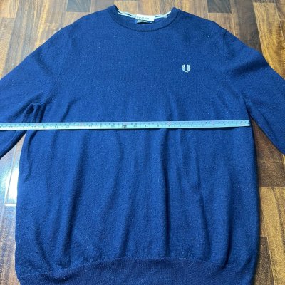 Vintage Fred Perry Crew Neck Sweater Size XL Navy Blue Laurel Wreath