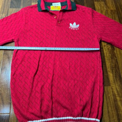 Gucci x Adidas Red Diamond Knit Polo | 54cm P2P | Size L