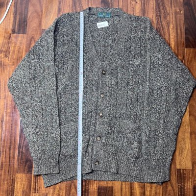Fred Perry Olive Cable Knit Cardigan | 59cm P2P | Size XL
