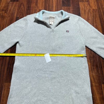 Vintage Polo Jeans Ralph Lauren 1/4 Zip Ribbed Sweater | Size XL | Heather Grey | 43" Chest