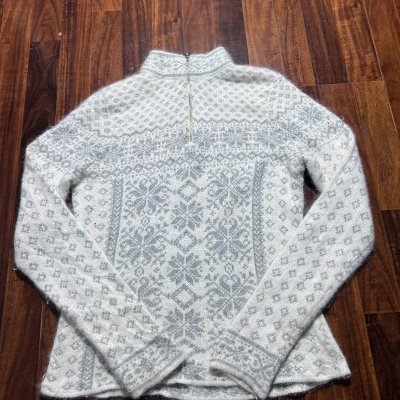 Polo Jeans Co. White Fair Isle 1/4 Zip Sweater | Size L | Nordic Knit | SKU 1329
