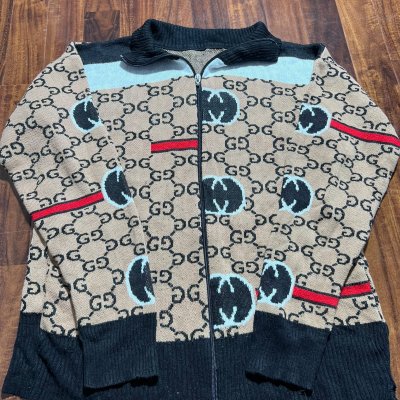 Gucci Beige GG Monogram Full Zip Knit | 43" Chest | Interlocking GG | Size L/XL