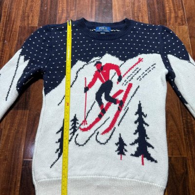 Polo Ralph Lauren Skier Crew Knit | Navy Cream | Skier Intarsia | Size M | 52cm P2P | 64cm Length