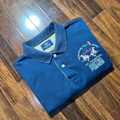 La Martina Cortina D'Ampezzo Long Sleeve Polo | Royal Blue | Polo Embroidery | Size L | 56cm P2P | 68cm Length