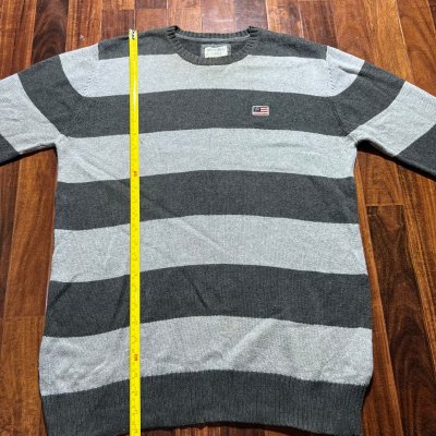 Vintage Wrangler Spirit of America Grey Striped Crew Neck Sweater | Size M