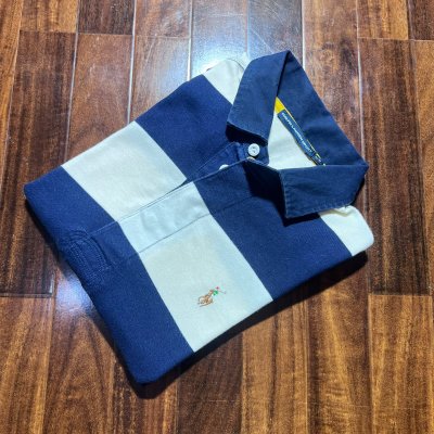Polo Ralph Lauren Sport Wide Stripe Rugby Shirt | Navy White | Multi-Color Pony | Size M | 53cm P2P | 69cm Length