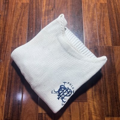 Polo Ralph Lauren Crest Boat Neck Knit | Cream Navy | PRL Logo | Size M | 56cm P2P | 60cm Length
