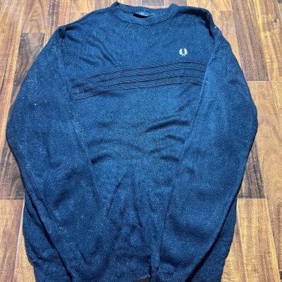 Fred Perry Ribbed Laurel Crew Neck Knit | Black | Size L | 57cm P2P | 69cm Length
