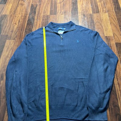 Polo Ralph Lauren Navy Pique 1/4 Zip Sweater | Light Blue Pony